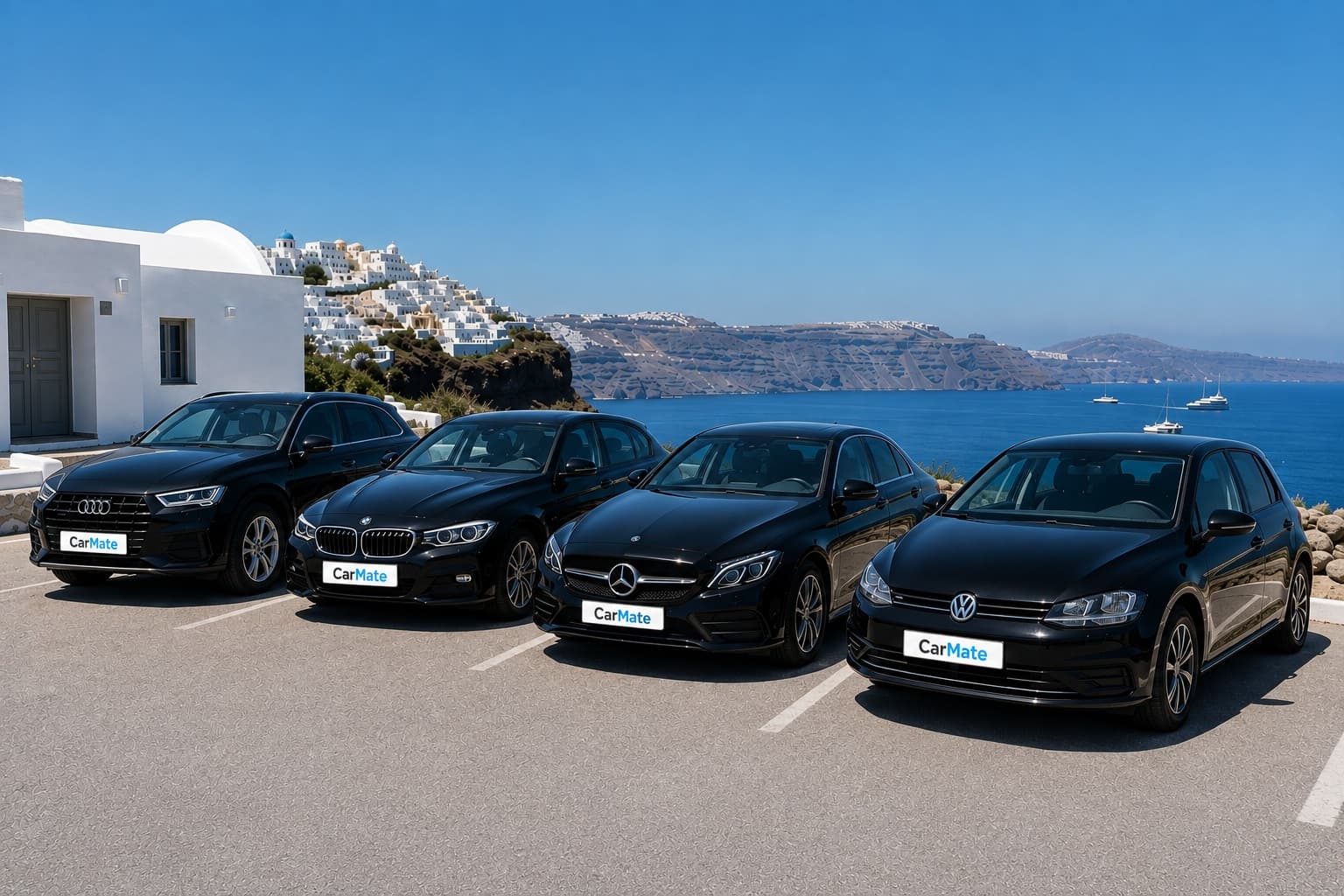 CarMate premium fleet on a Greek island